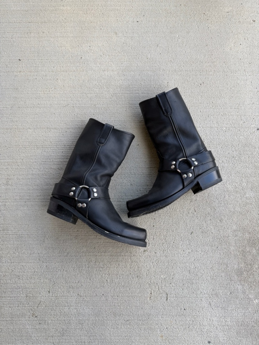 Double H Men's Black Leather Harness Motorcycle Boots 4008 Made in USA Size 9 D